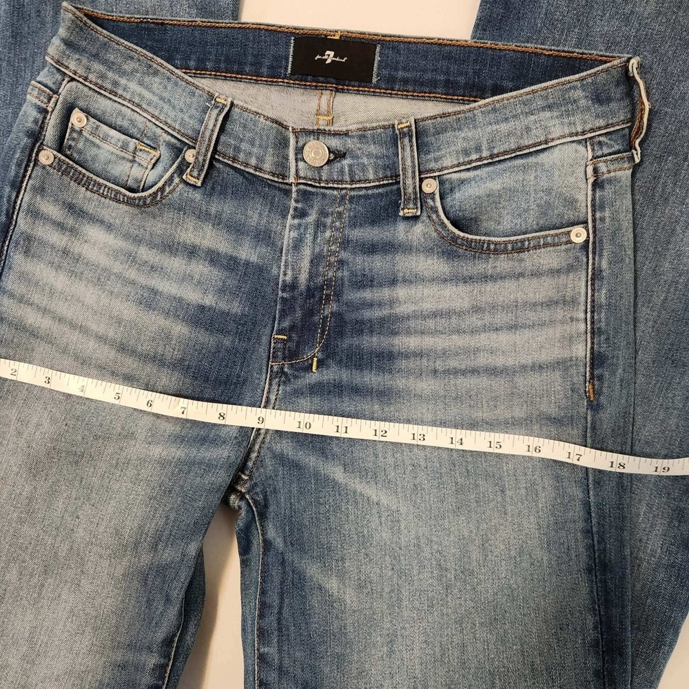 7 For All Mankind Mid Rise Dojo Flare Wide Leg Distressed Authentic Light 29 34 - Picture 13 of 16